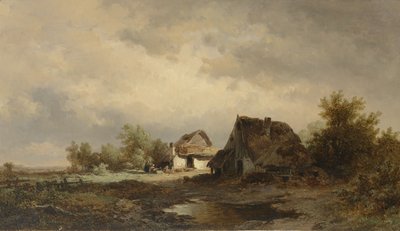 Landschaft mit Hütten auf der Heide von Remigius Adrianus Haanen